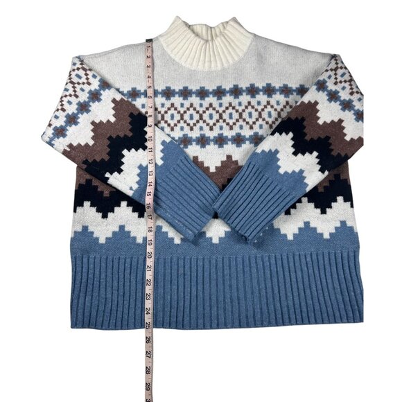 Joseph A. Sweater Women's Size Large Fair Isle Pattern Denim Combo New With Tags - Picture 4 of 10